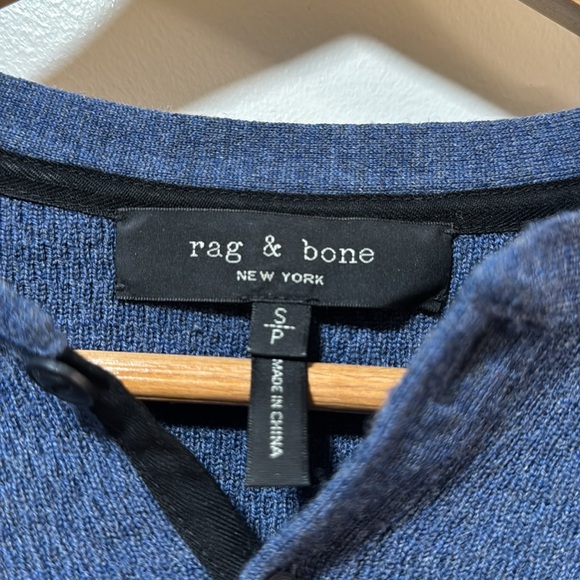 Rag & Bone blue merino wool LS henley size small - Picture 2 of 4